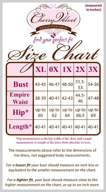 Canadian Plus Size Label: Cherry Velvet Size Chart