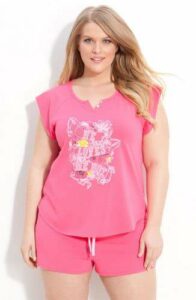 Plus Size Lingerie for Valentines Day: Betsey Johnson 'Shortie' Graphic Print Pajama Set