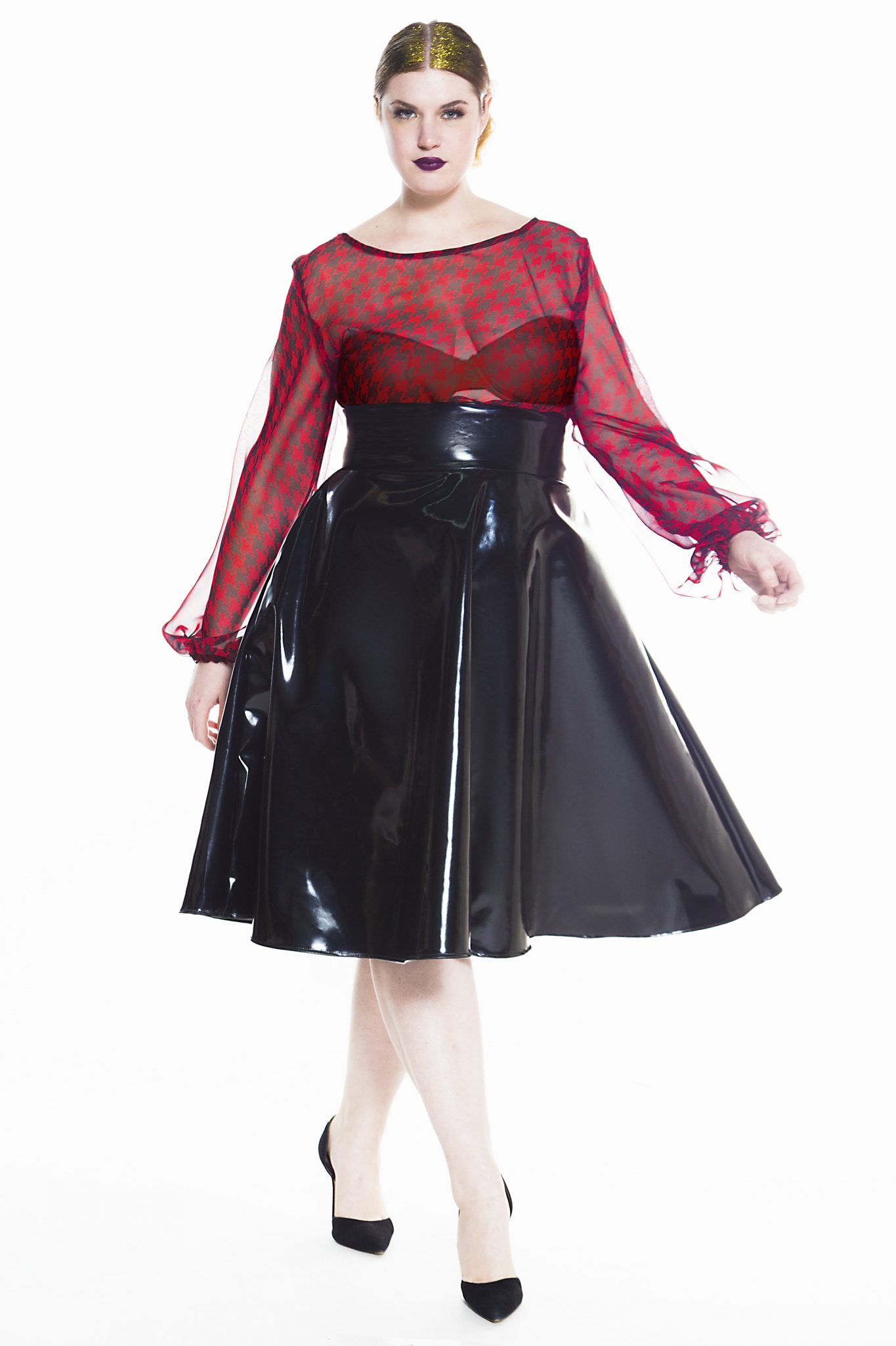 Jibri Plus Size Patent Leather Skirt