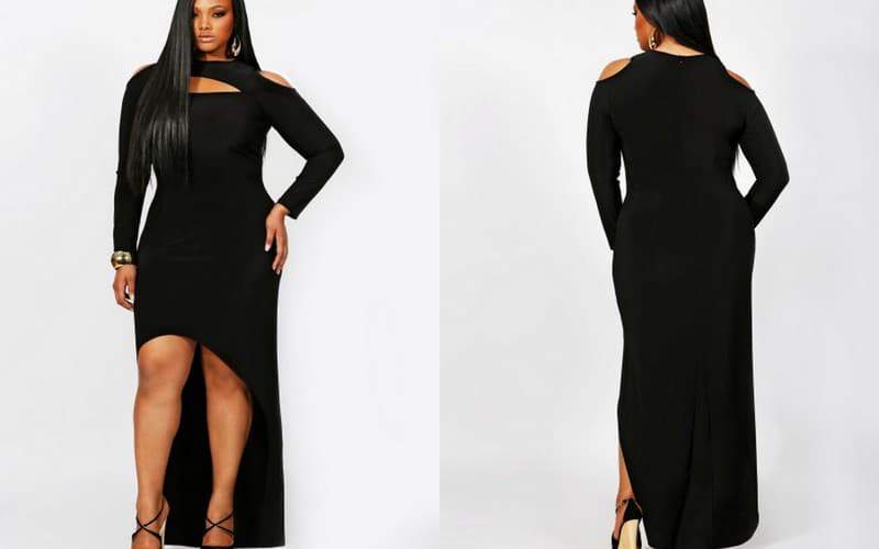 Monif C Plus Sizes: Dana Cold Shoulder High Low Dress