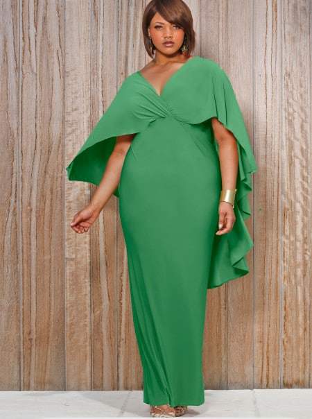 Monif C Plus Sizes Bridgette Cape Back Maxi Dress in Kelly Green
