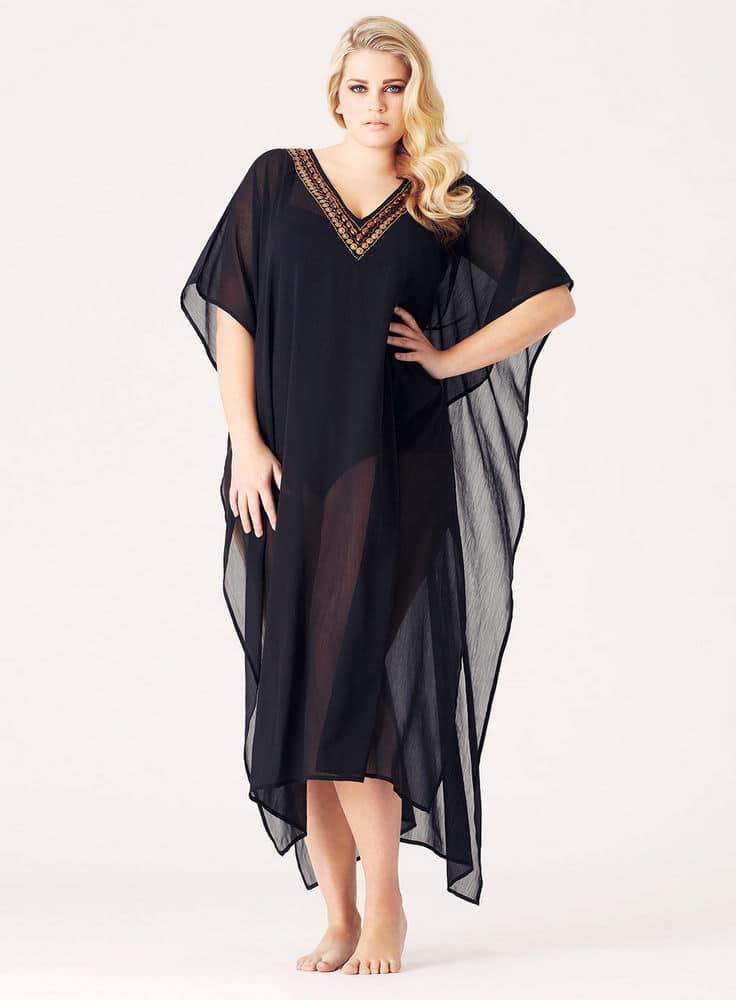 EVANS BLACK EMBELLISHED KAFTAN