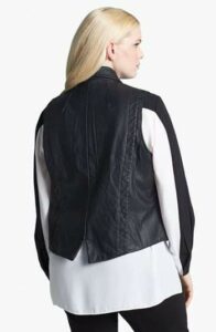 Plus Size Leather Moto Vest VInce Camuto
