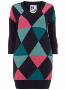 harlequin-diamond-knitted-dress-by-clements-ribeiro-swan-Plus Size Sweater Dress on The Curvy Fashionista