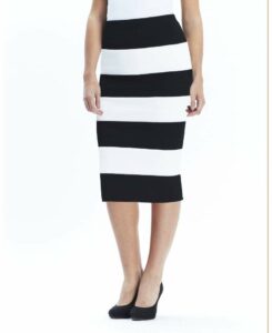 Black and White Striped Midi Skirt from Simply Be on The Curvy Fashionsta