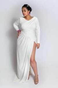 Youtheary Khmer Plus Size High Slit Drape Gown