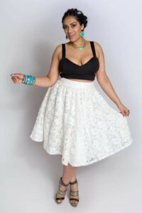 Youtheary Khmer Plus Size Lace Skater Skirt