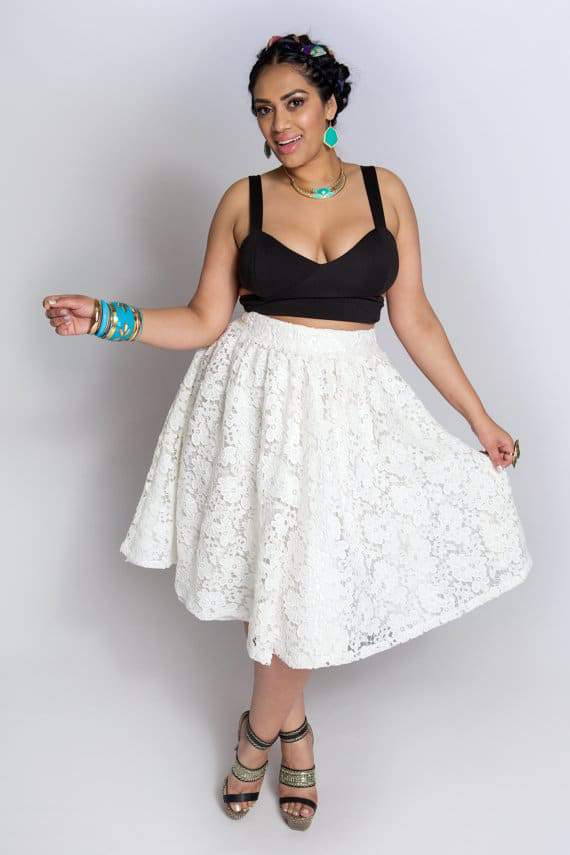 Youtheary Khmer Plus Size Lace Skater Skirt