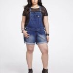Denim short overalls by Addition Elle