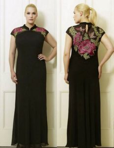Cateline's Black & Pink Plus Size Long Dress by Viviana
