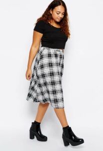 Asos Curve Black and White Tartan Check Skirt