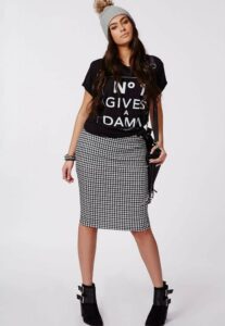 Missguided PLUS SIZES DOGTOOTH PRINT SKIRT