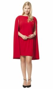 Structured Cape Dress in Red by Adrianna Papell at HeyGorgeous