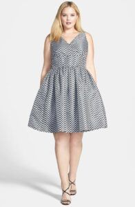 Halogen Chevron print v neck dress