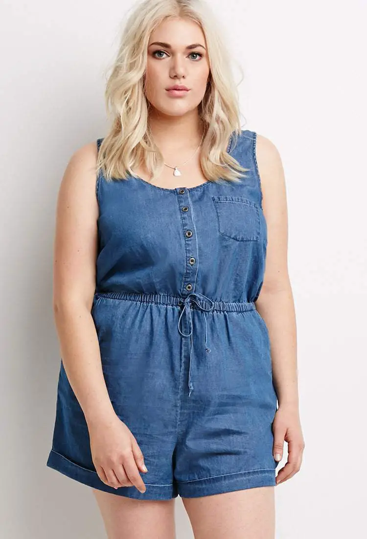 Denim Drawstring Romper