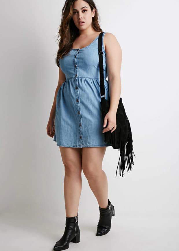 Must Have Plus Size Denim Dresses You Need For Spring - Stylish Curves |  Spring denim outfits, Denim plus size dresses, Plus size