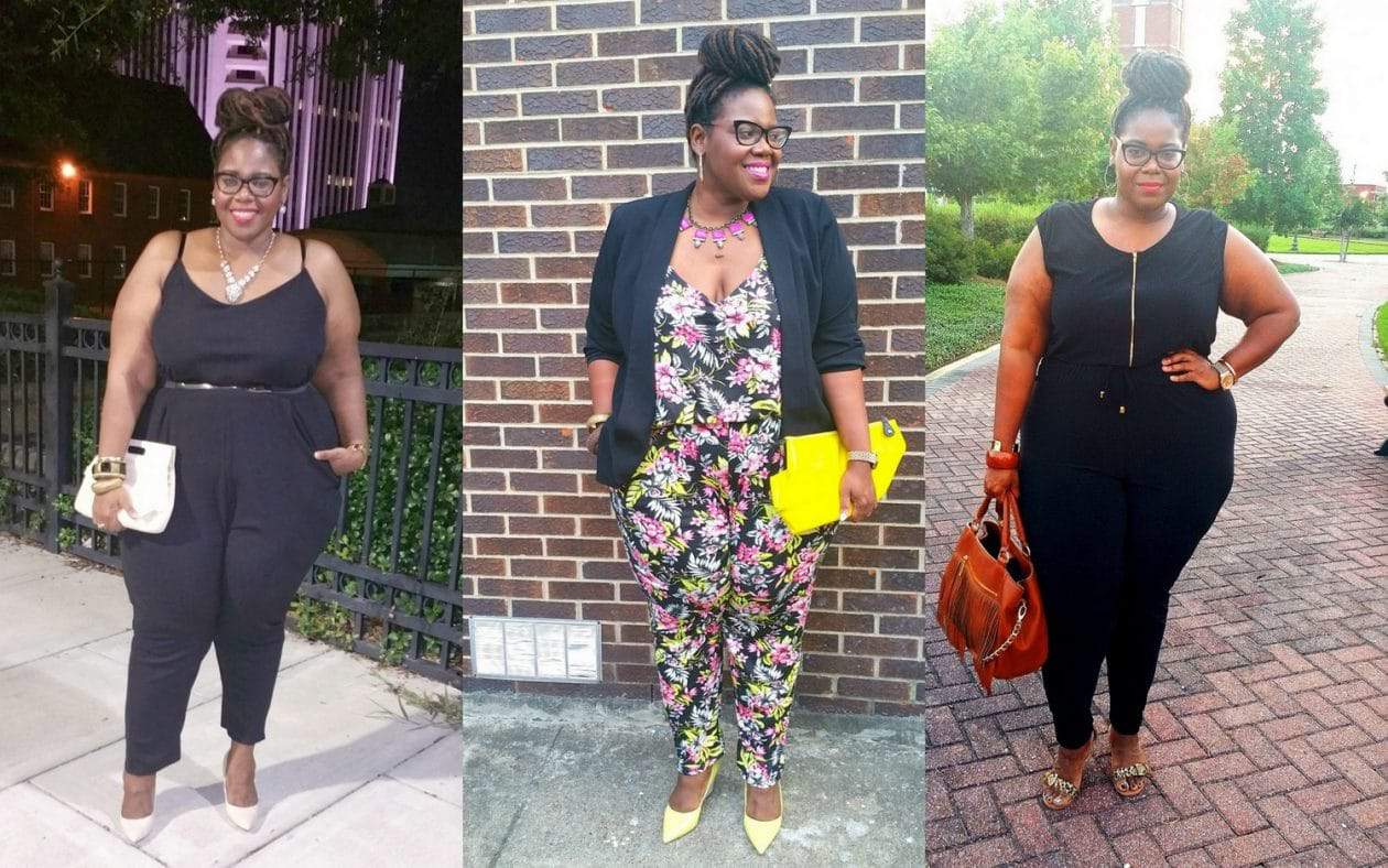 Pretty plus Pep in her favorite plus size jumpsuits