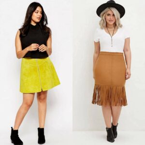 Plus size suede skirts
