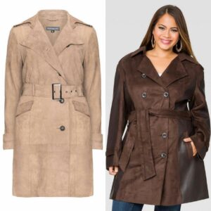 Plus size suede trenchcoats