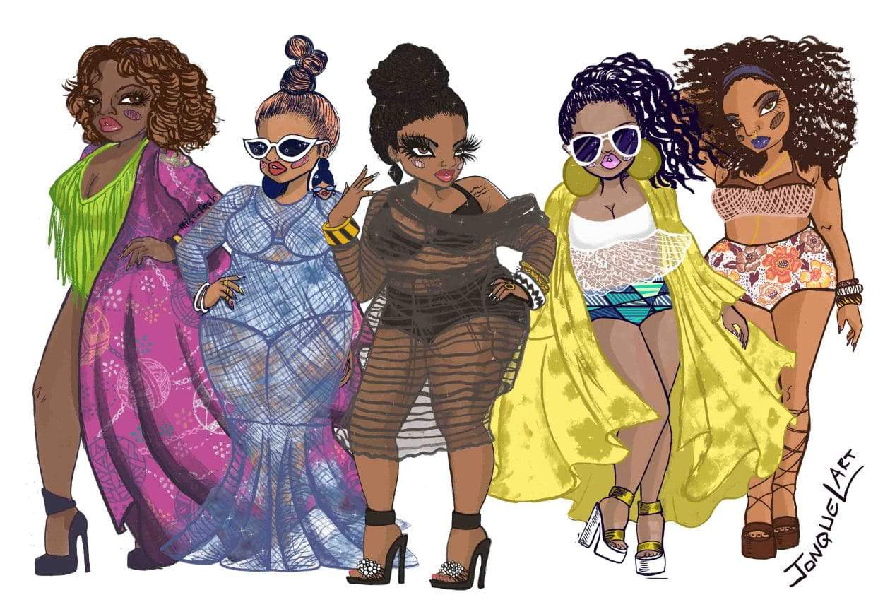 Golden COnfidence Pool Party Illustration by Jonquel Norwood Art