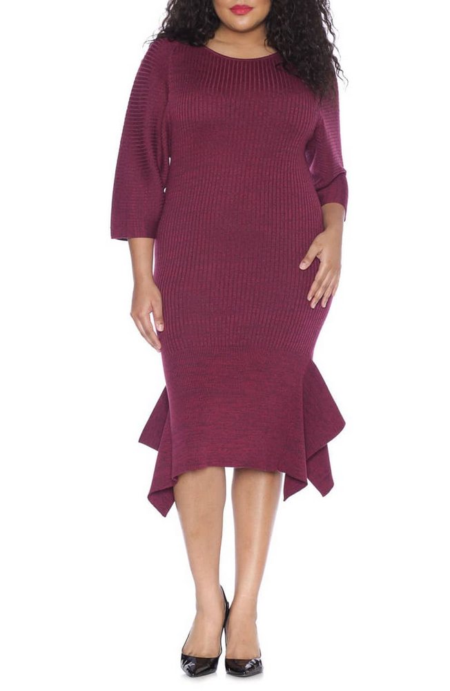 Fall Plus Size Sweater Dresses: Handkerchief Hem Sweater Dress