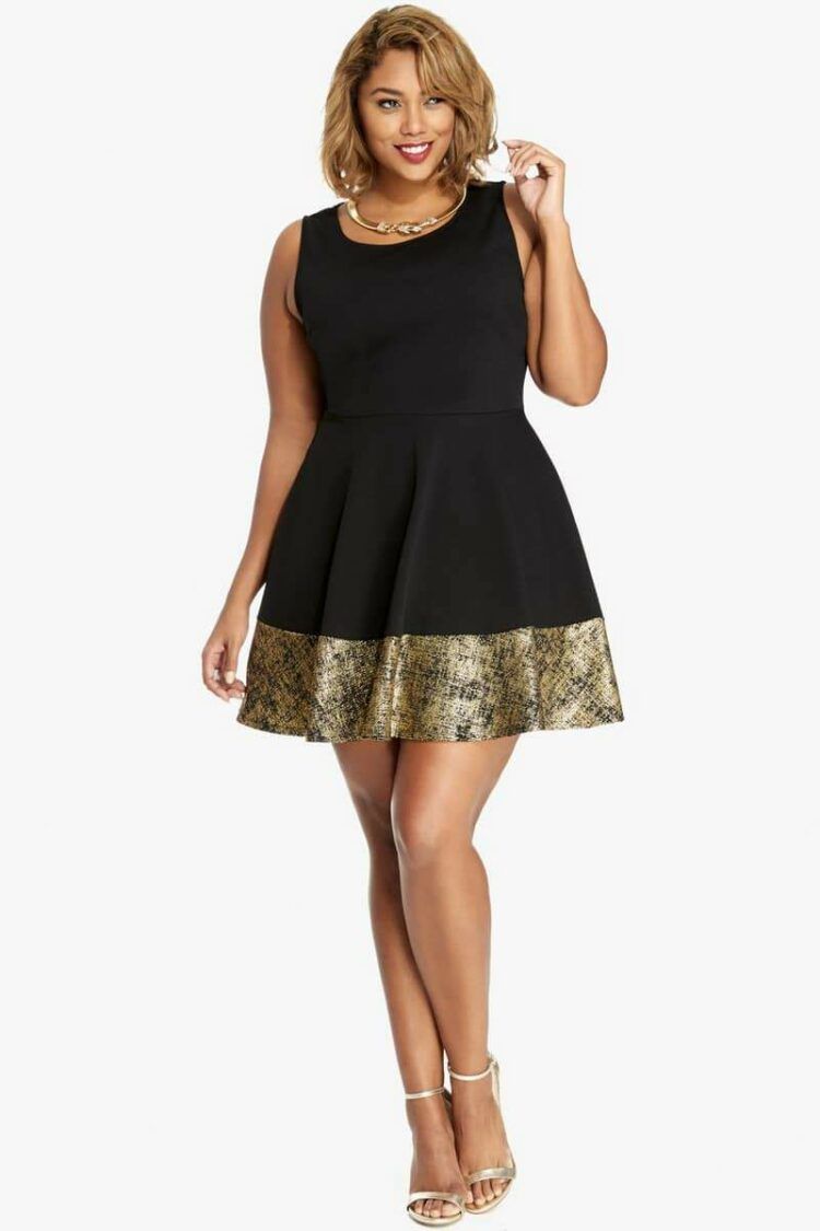 HI Curvy Plus Size Women Golden Flare Midi Dress