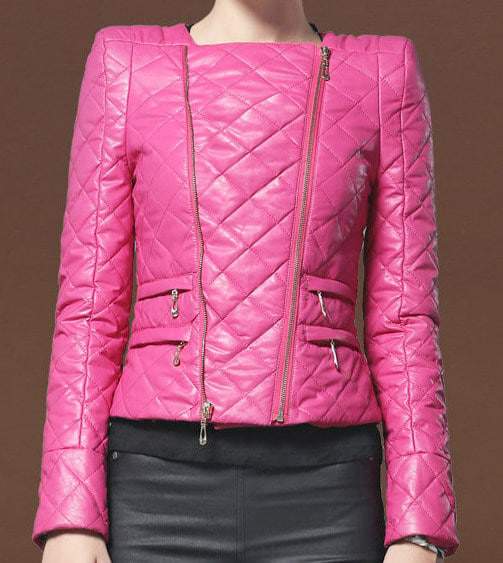 Stylish Collarless Leather Jacket