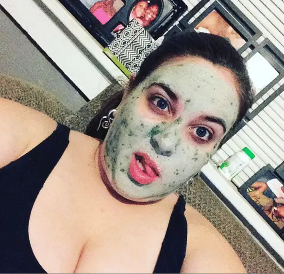 SaraKraut_ wearing a Lush Face Mask