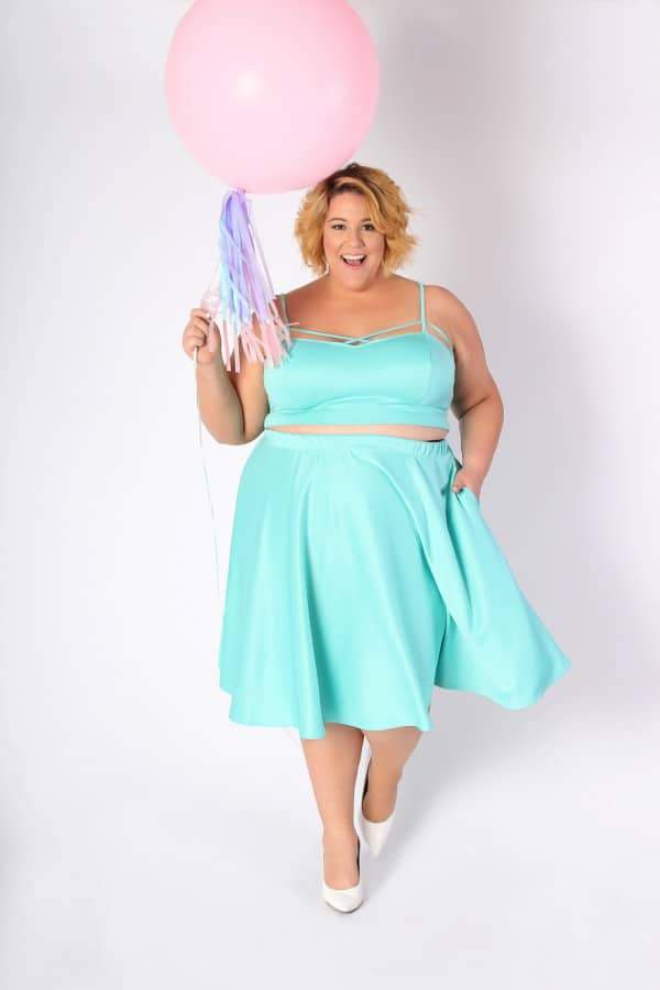 Jessica Kane Mint Fresh Skirt Set with Pockets 