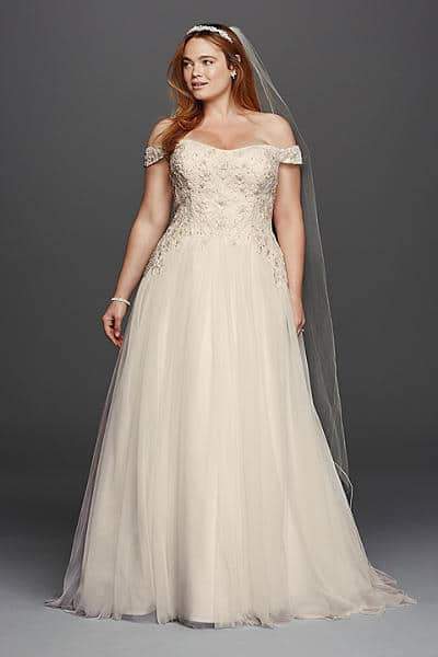 Oleg Cassini Off the Shoulder Wedding Dress