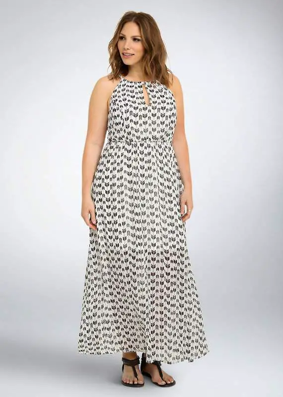 Arrow Print Halter Maxi Dress