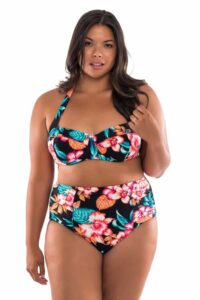Moxi Blu Womens Plus Size FLoral Two Piece Swimsuit