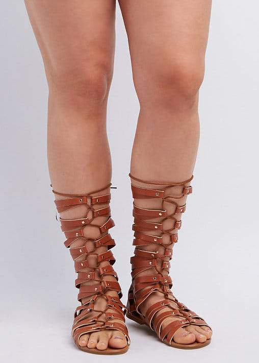 Wide Width & Calf Lace-Up Gladiator Sandals at CharlotteRusse