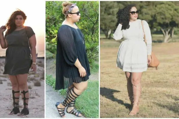 Plus size Bloggers in Wide Calf Gladiators on The Curvy Fashionista