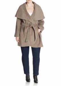 T Tahari Marla Plus Size Wool-Blend Wrap Coat