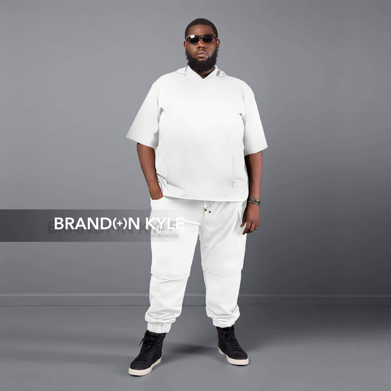 Brandon Kyle Plus Menswear- Hooded Short Sleeve Shirt
