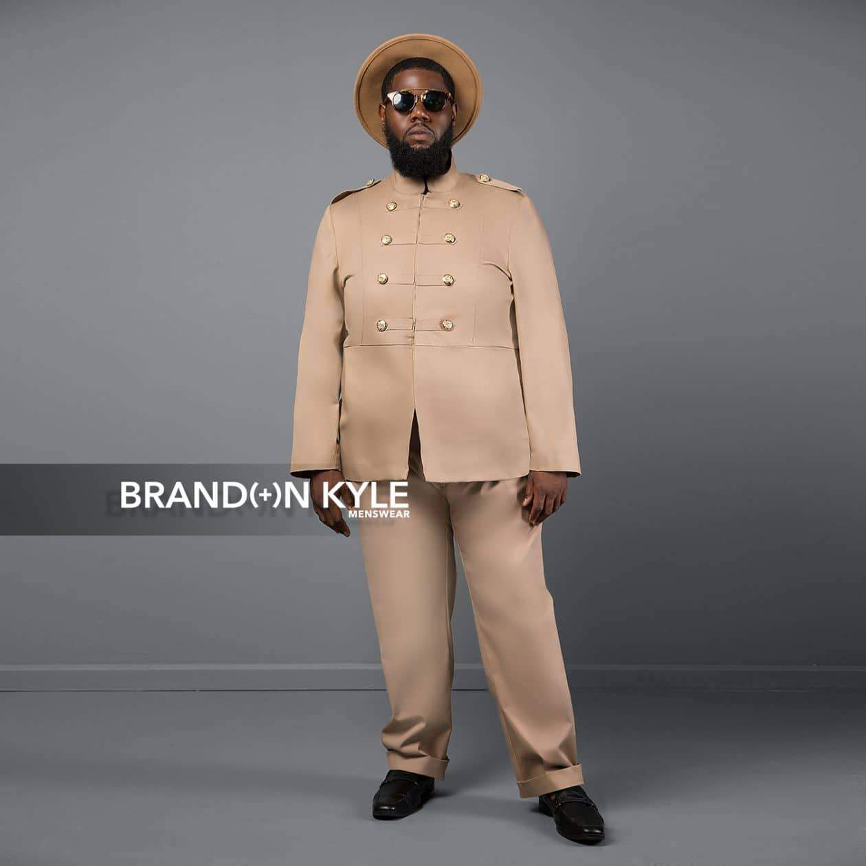 Brandon Kyle Plus Menswear- Military Jacket Khaki