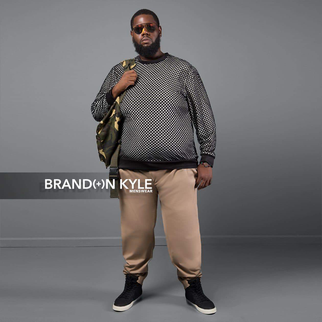 Brandon Kyle Plus Menswear- Netted Crewneck Shirt