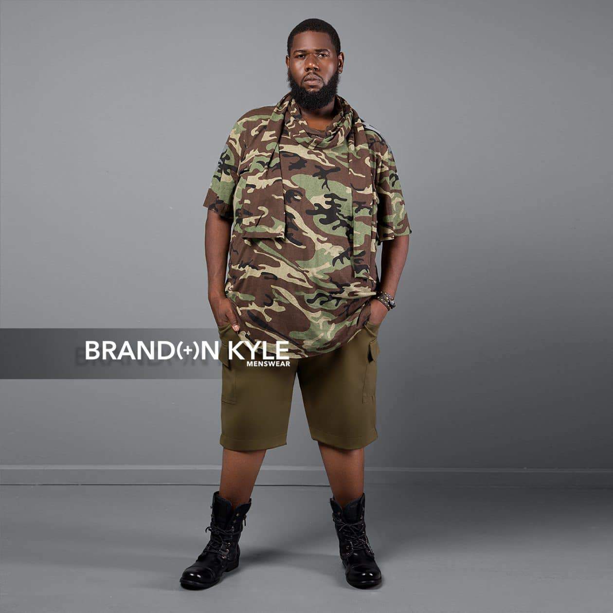 Brandon Kyle Plus Menswear- Scarf Longline Shirt