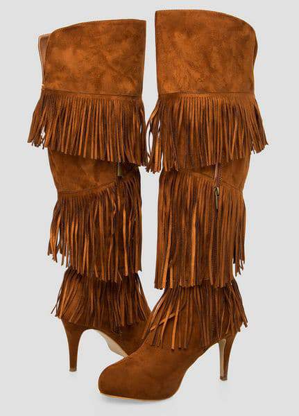 Fringe Knee High Wide Calf Boot at Ashley Stewart