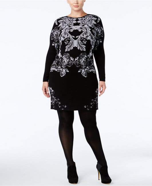 INC International Concepts Plus Size Floral Sweater Dress