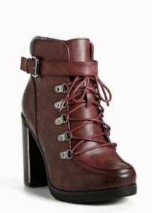 Lace Up Combat Metal Heel Boots