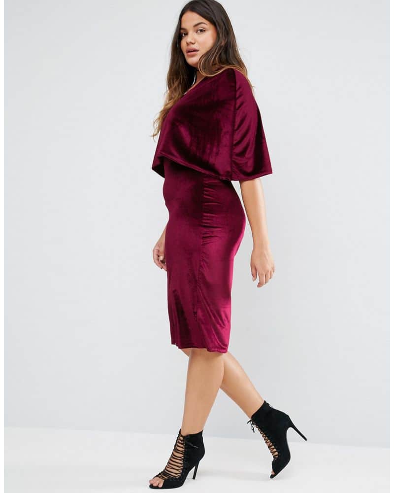 Club L Plus Cape Velvet Midi Dress