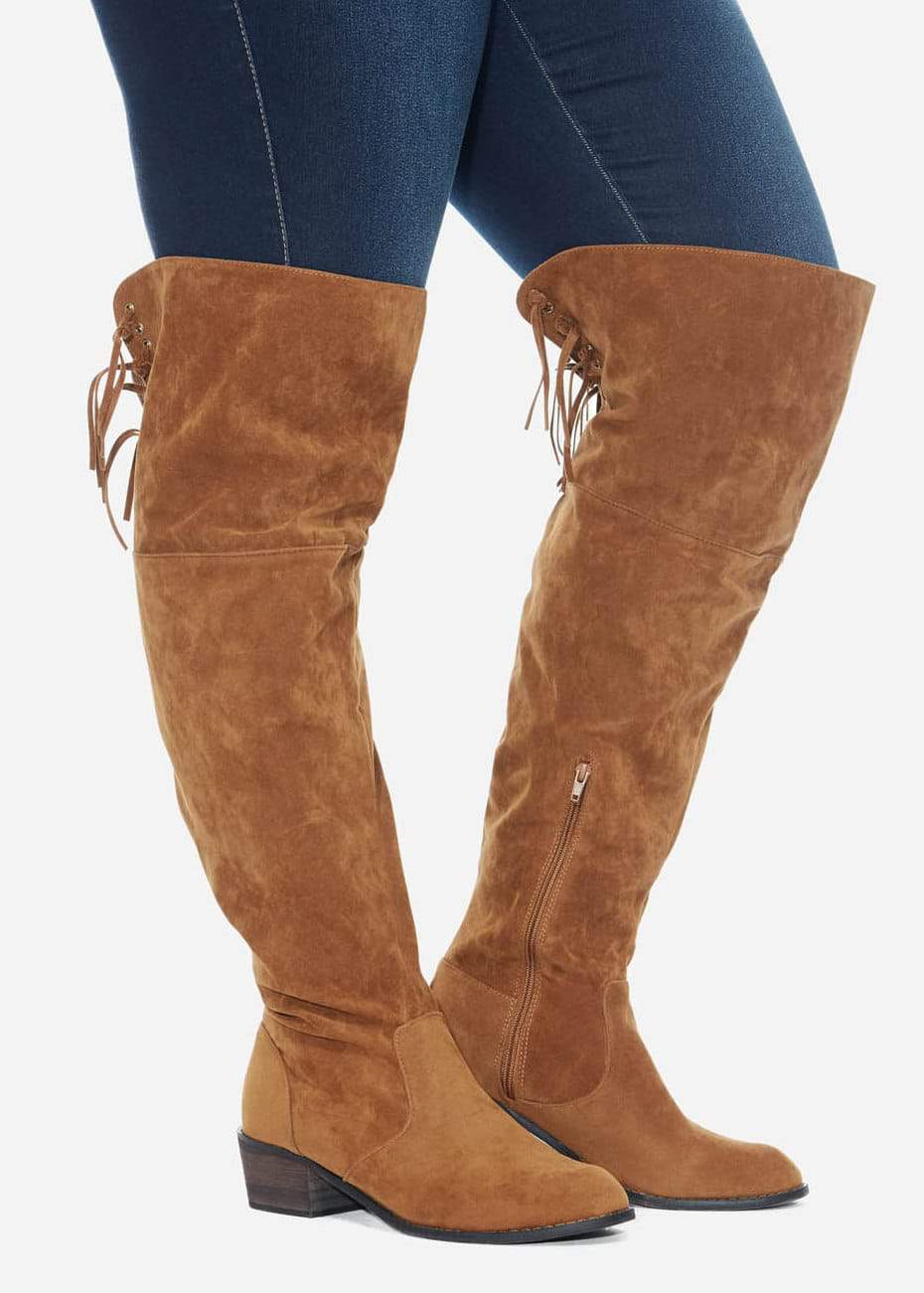 Duke Faux Suede Tassel Knee High Boots 2