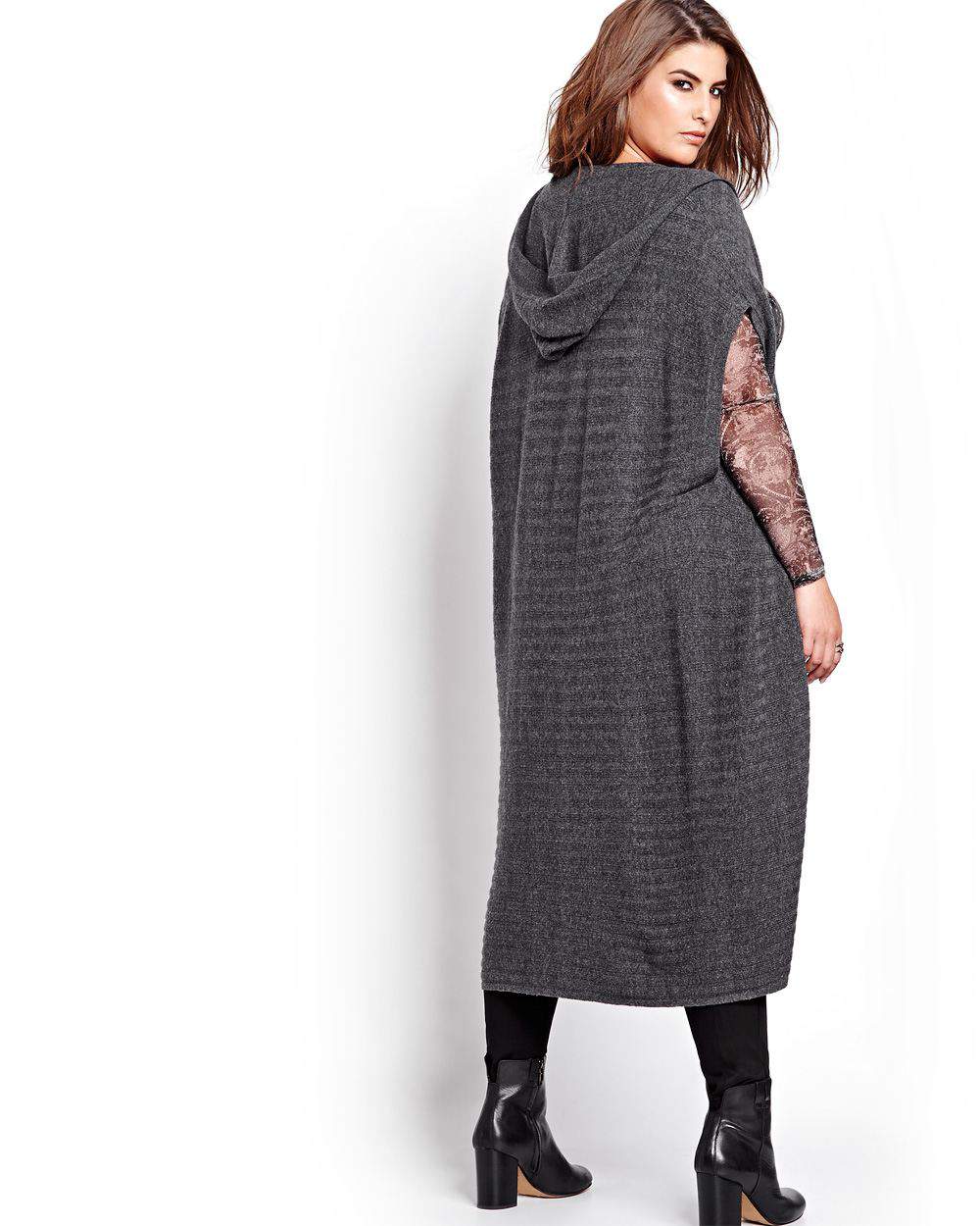 Michel Studio Long Knit Vest with Hood