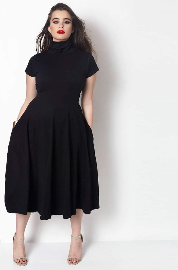 "THE QUEENS VOW" TURTLENECK SKATER MIDI DRESS