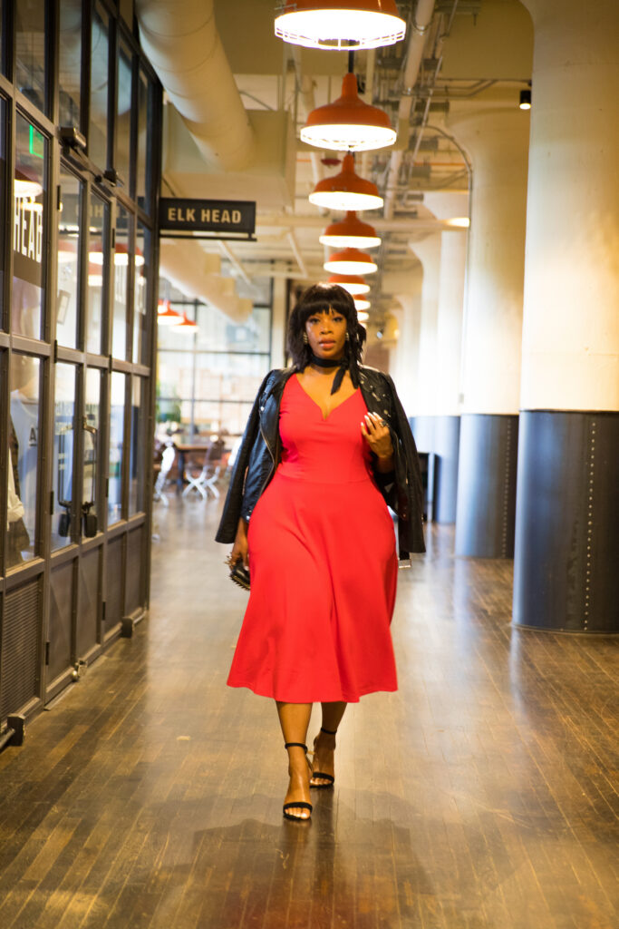 Vee Prince in Red City Chic plus size dress