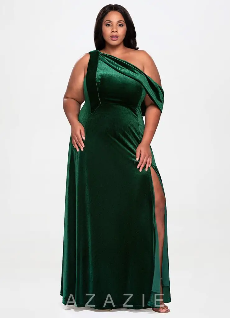 LA BELLE DARK GREEN VELVET MAXI DRESS