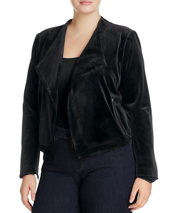 Lysse Plus Size Velvet Moto Jacket/Bomber