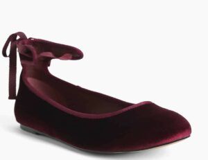 Velvet Ankle Tie Wide Width Ballet Flats
